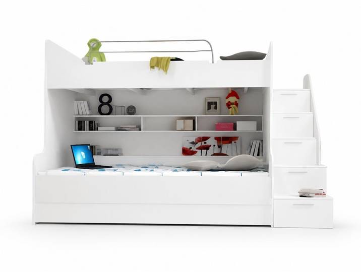 JVmoebel Kinderbett DOPPELSTOCKBETT HOCHGLANZ KINDER ETAGENBETT BETT SOFORT (1-tlg., Etagenbett), Made in Europa