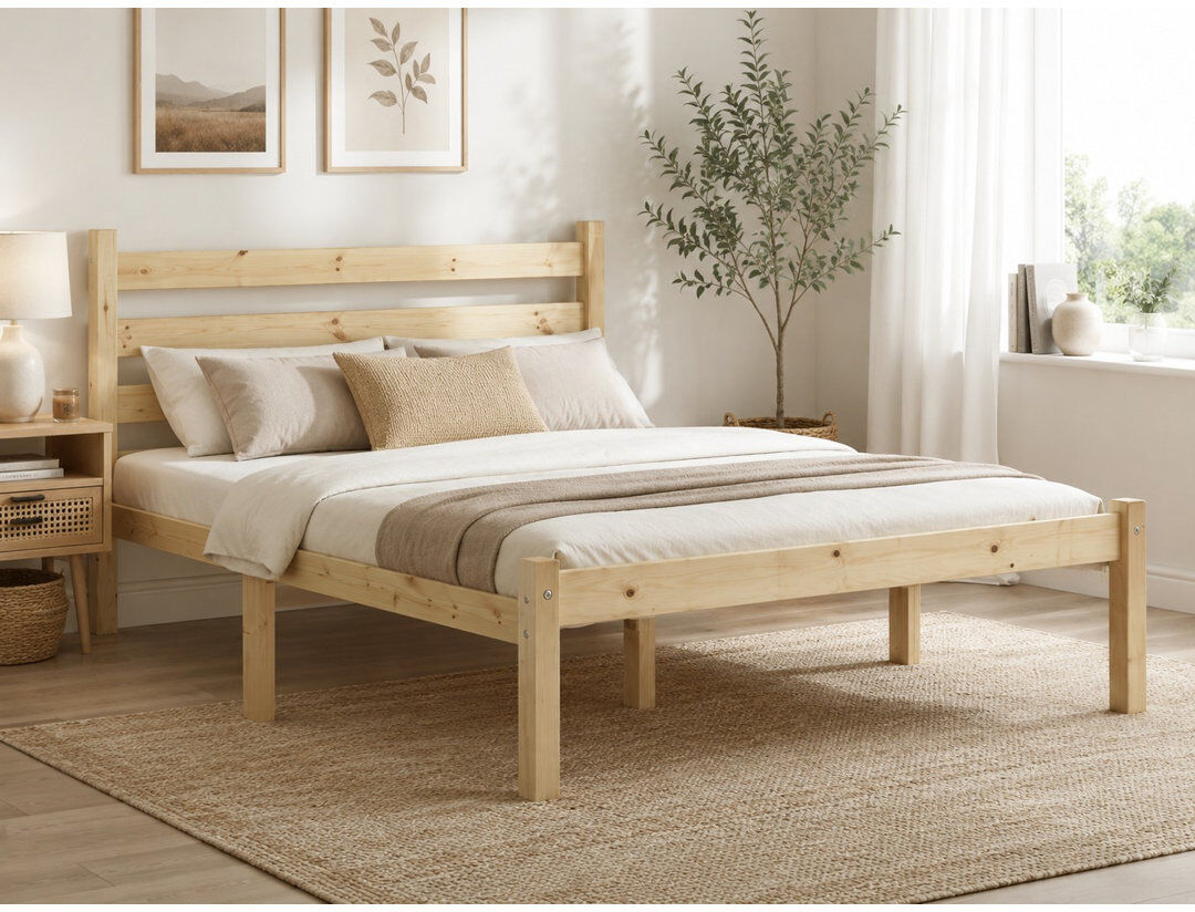 Fernleaf Henri Heavy Duty Solid Pine Bed Frame Natural Pine Small Double (4')