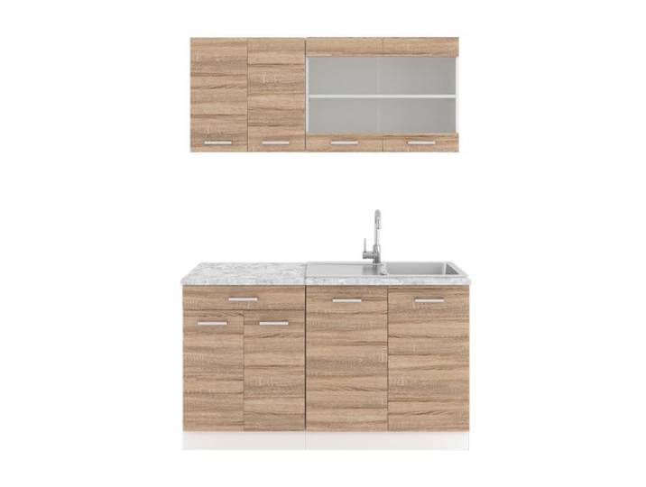 Cuisine R-Line 140cm PT Marbre Sonoma/Blanc Vicco 30231