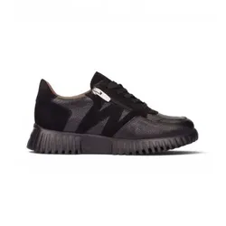 Wonders für Damen. A-4424 Schwarze Ledersneaker (41), Wohnung, Reißverschluss, Lässig