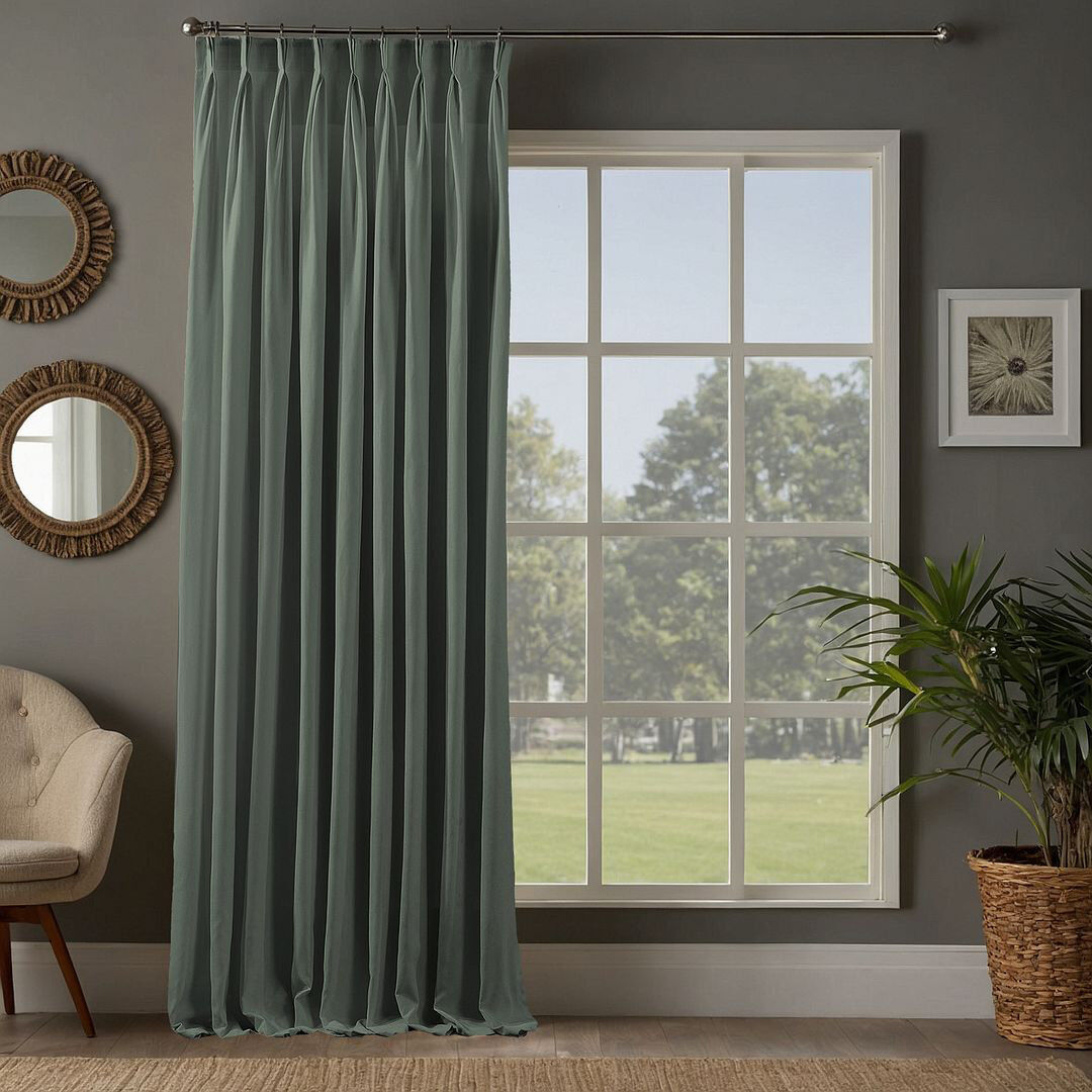 Noine Home Deco Room Darkening Single Curtain Panel Leaf Green 245cm Width x 265cm Drop