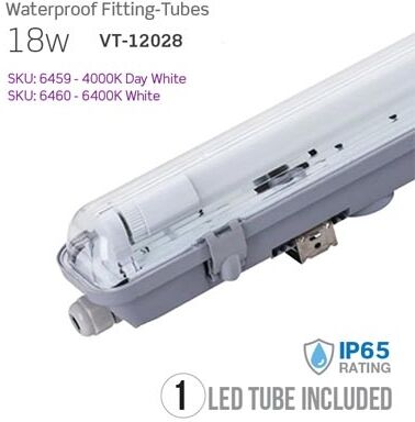 V-Tac Vt-12028 Plafoniera Tubo Led 1x18w Bianco Freddo 6400k Tubi Inclusi Ip65 120cm - Sku 6460