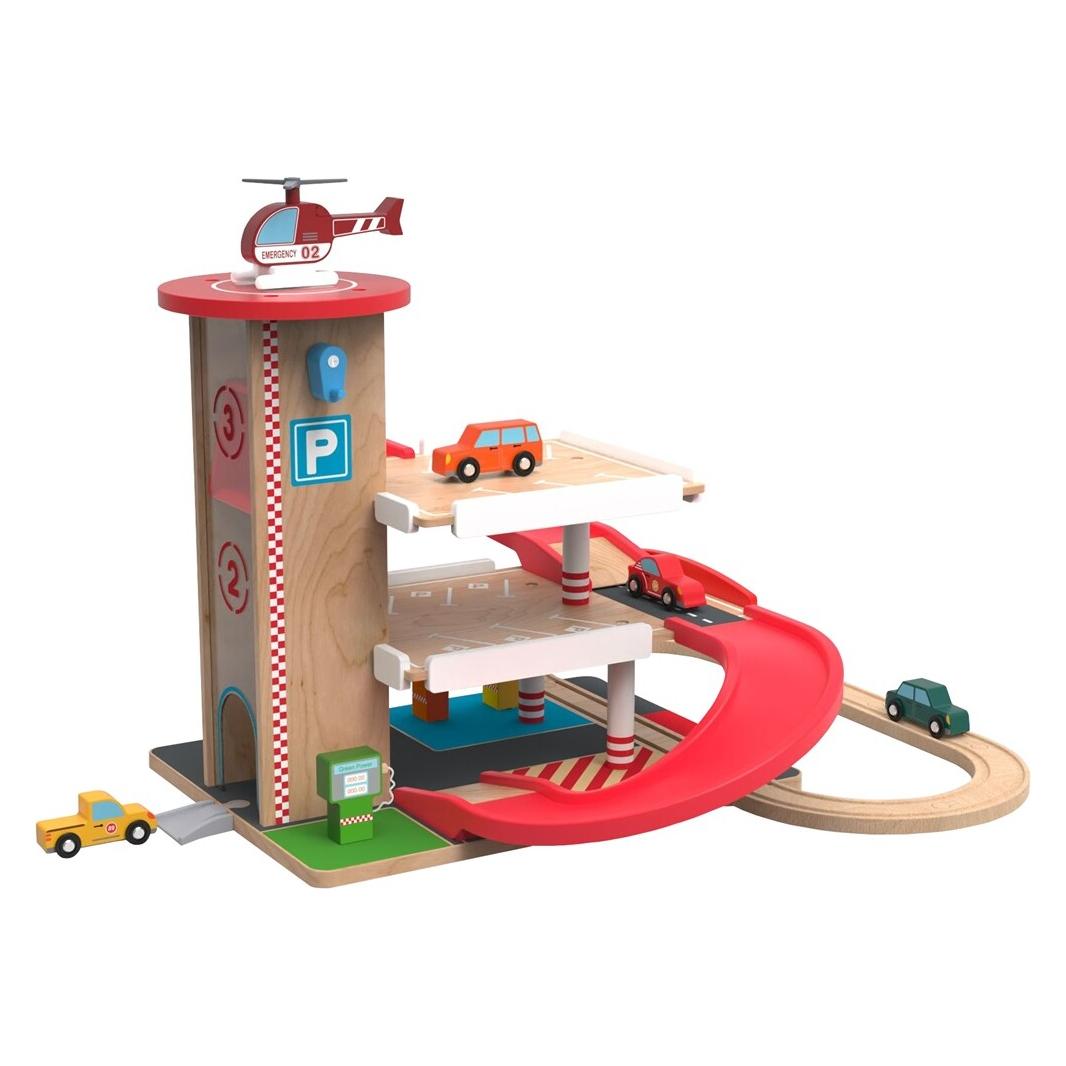 2Kids Toys Holzgarage mit Eisenbahnschienen / ab 3 Jahren (2D33850)