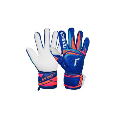 Torwarthandschuhe REUSCH "Attrakt Grip", Damen, Gr. 11, bunt (blau), 34% Polyester, Materialmix, 5% Lederimitat, 1% Baumwolle, Handschuhe, mit Grip und Komfort