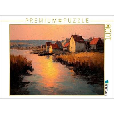 CALVENDO Puzzle Goldene Stille am Ufer | 1000 Teile Lege-Größe 64x48cm Foto-Puzzle für glückliche Stunden