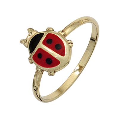 Fingerring JOBO "Marienkäfer", gold (gelbgold 333), Fingerringe, Damen, Gelbgold 333, Fingerring, 333 Gold