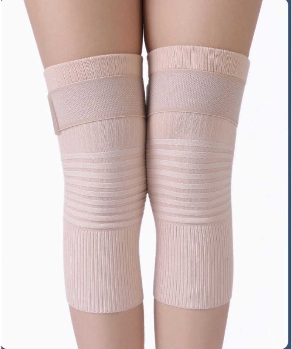 INF Sommerleichte, nahtlose Kniebandage mit verstellbarem Riemen – atmungsaktive dünne Knieunterstützung für Sport und Alltag XL Beige