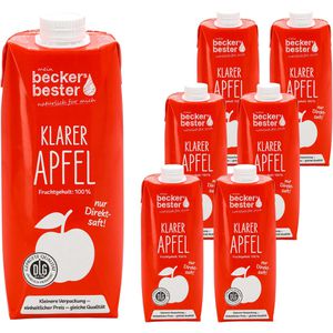 Beckers Saft Bester, klarer Apfelsaft, ohne Zuckerzusatz, 100% Direktsaft, Tetrapack, je 0,75 Liter, 6 Stück