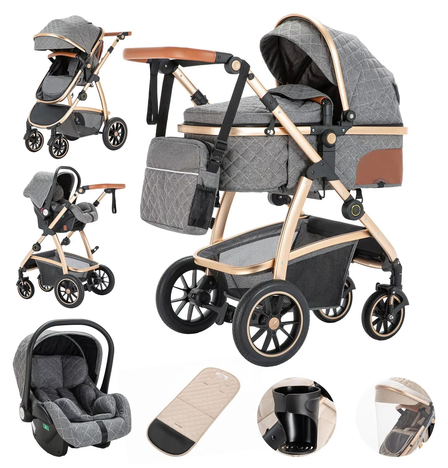 Baby Kinderwagen 3 in 1 - Modell SK20 Reisebuggy - Leichter Aluminiumrahmen - Faltbar - CE-e Sicherheit - 1-2 Jahre bis 20 kg - Grau