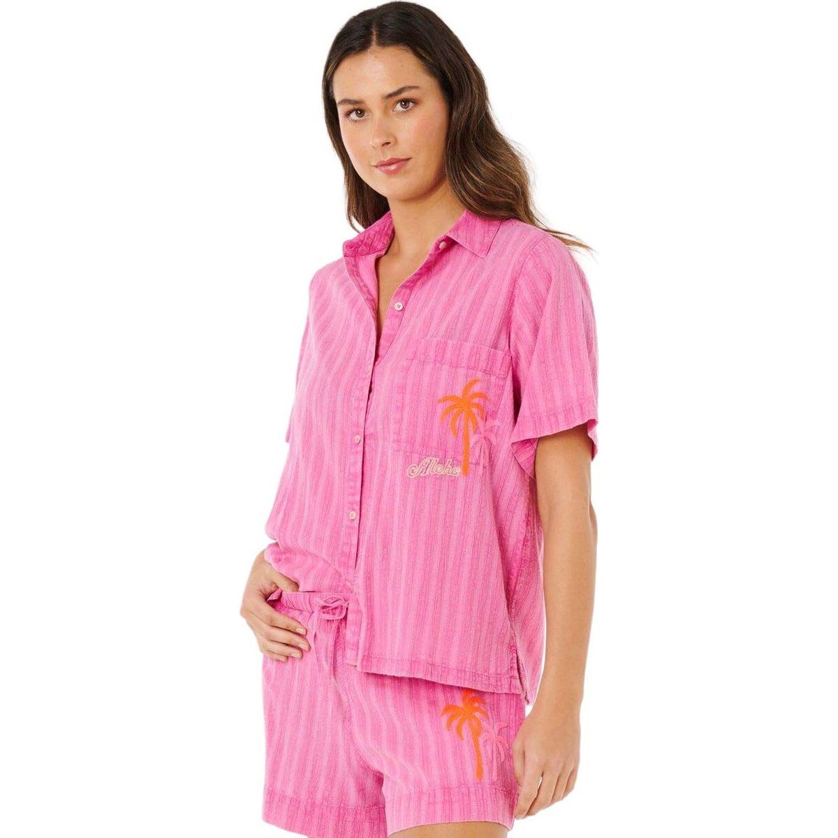 RipCurl Hotel Malibu Embroid Shirt super pink (4007) XS 071WSH-4007-XS