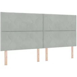 vidaXL, Boxspringbett, Boxspringbett Mit Matratze & Led Samt Hellgrau (200 x 200 cm)