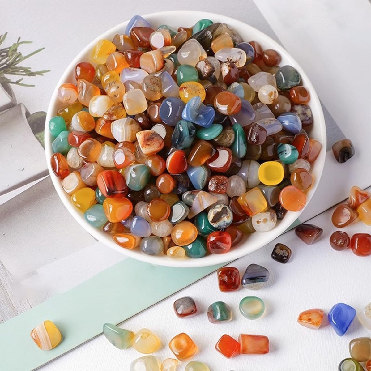 Edelstenen voor kinderen - Kleurrijke trommelstenen en halfedelstenen voor decoratie en schattenjacht (500g)