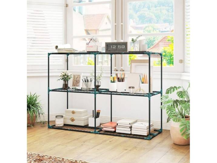 Etagere a plantes 3 niveaux - 143 x 48 x 100 cm - Vert fonce - Montage facile - 20 kg