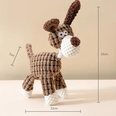 Uplift Essentials Interactive Pineapple Plush Toy Cotton Rope & Squeaky Bite Resistant Enrichment Toy brown