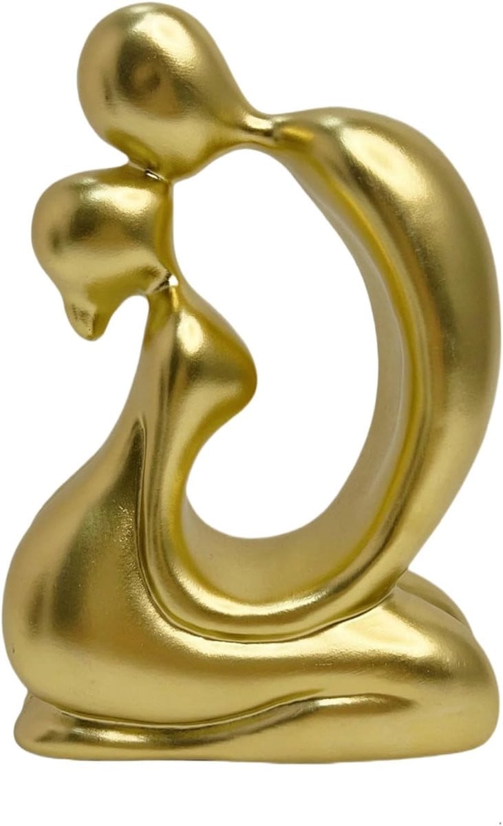 Romantisch Liefdesbeeld Bruiloftsfiguren Paar in Abstracte Stijl - Goud - Hoogte: 21,5 cm