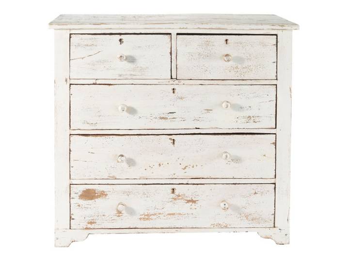 Kommode aus Mangoholz, B 94cm, weiß antik Avignon