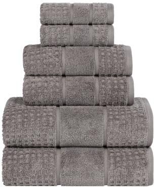Blue Nile Mills Waffle Textured Assorted 6-Piece Zero Twist Cotton Towel Set