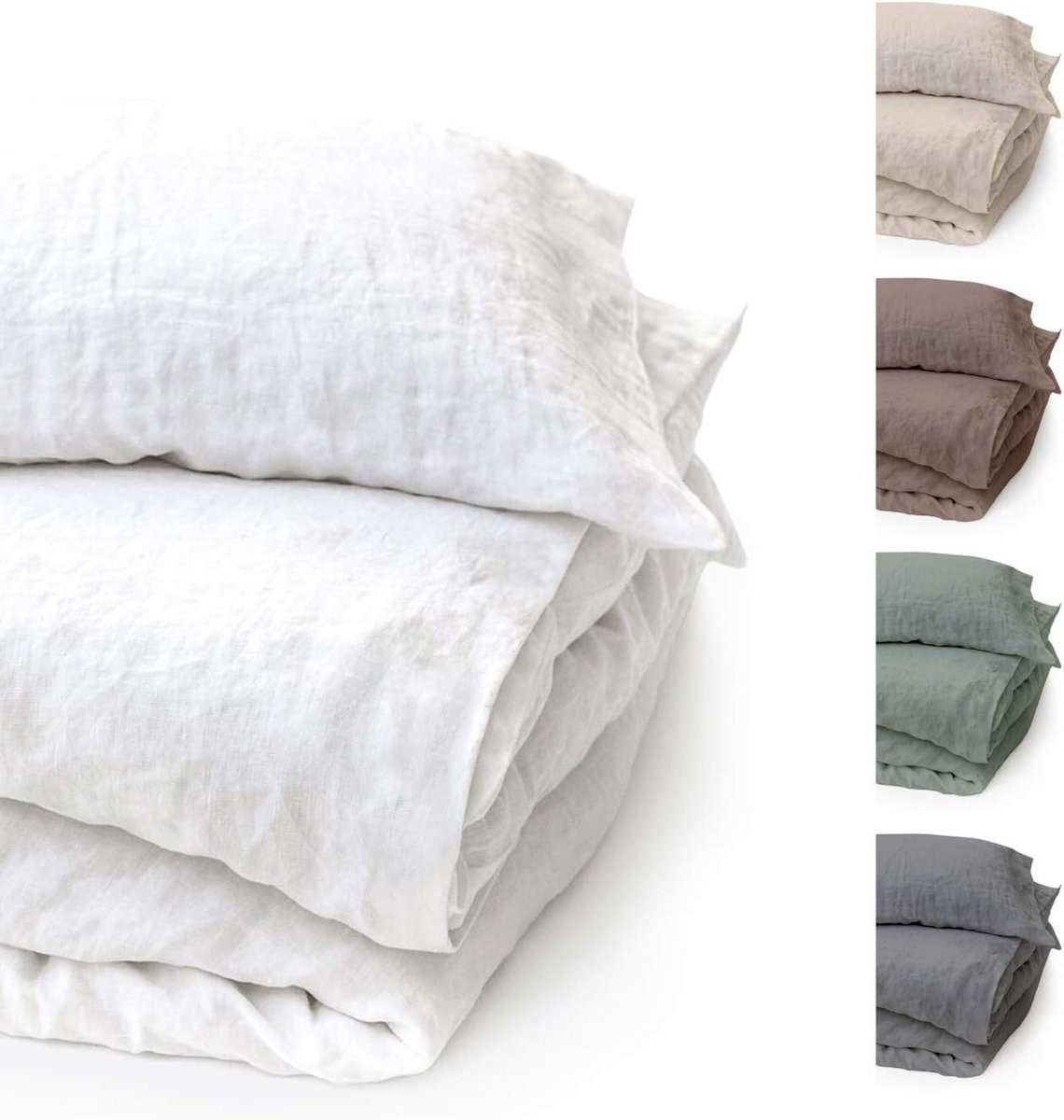JGS Luxe Stonewashed Linnen Beddengoed Set, 2-Delig, 100% Natuurlijk