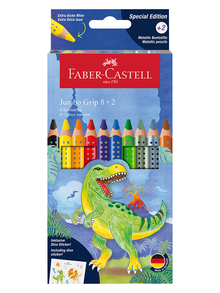 Faber-Castell Buntstifte "Jumbo Grip Dino" - 8 + 2 Stück - onesize