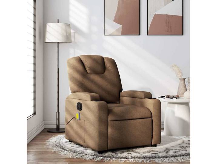 vidaXL Massagesessel, Massagesessel Braun Stoff