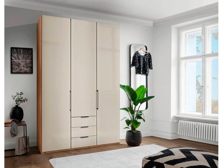 Drehtürenschrank, Holzwerkstoff, Braun/Champagner, 148,5×236×58 cm, Mit Glasfront & Dämpfung, Wiemann Monaco