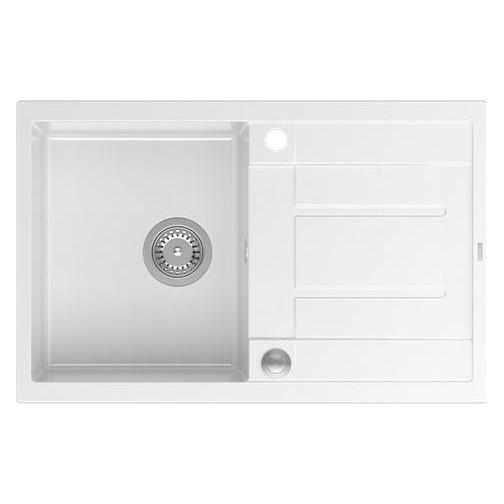 Quadron MORGAN 111 Spüle schneeweiss Spüle mit Push To Open Siphon 1-Becken mit (78 cm) (brak)