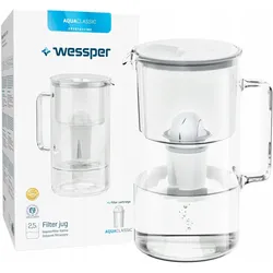 Wessper Kanne Filterkanne (WES202-WH), Wasserfilterkanne, Transparent