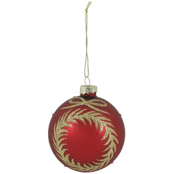 Chic Antique Weihnachtskugel mit Girlanden Kirschrot, H 8 cm x Ø 8 cm - Kirschrot