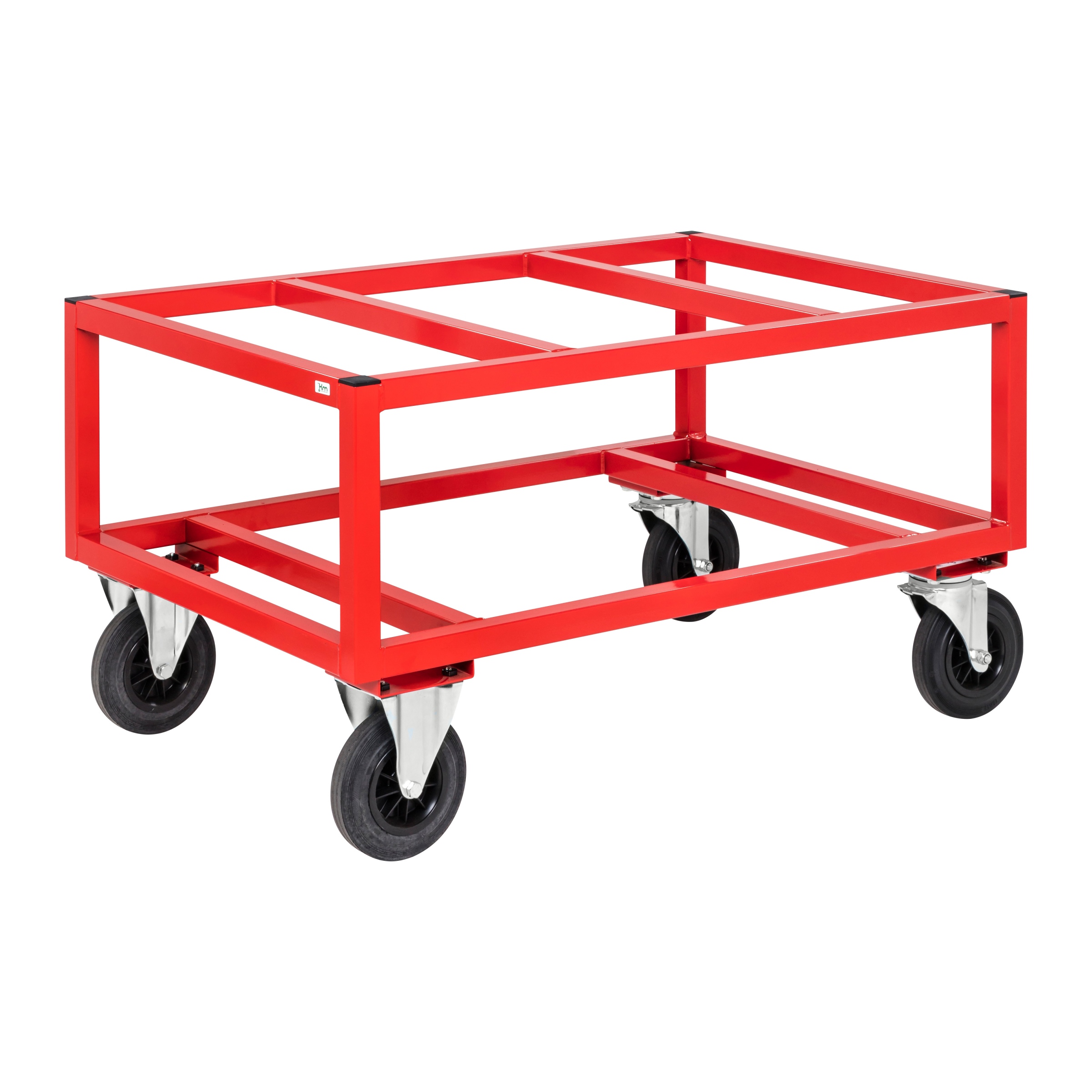 Kongamek Palettenwagen in rot 650mm hoch ohne Bremse für Euro-Paletten 1200x800mm KM221