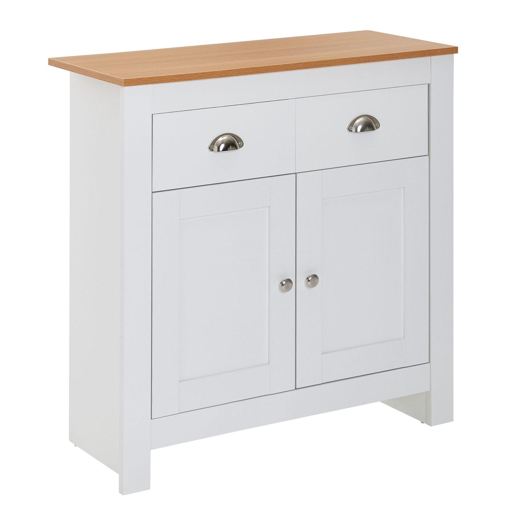 KADIMA DESIGN Modernes Sideboard mit 2 Schubladen, Eiche und Weiß, Melaminharzbeschichtung