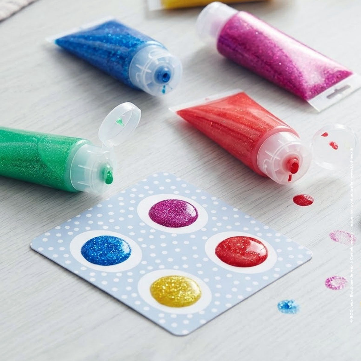 6 Tubes de peinture à doigts Paillettes - Djeco