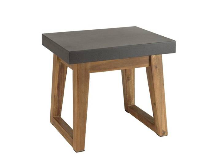 MACABANE HECTOR - Table d'appoint rect. 50x40cm effet béton foncé pieds trapèze HECTOR