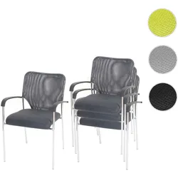 4x Besucherstuhl Tulsa, Konferenzstuhl stapelbar, Stoff/Textil ~ Sitz grau, Rückenfläche grau