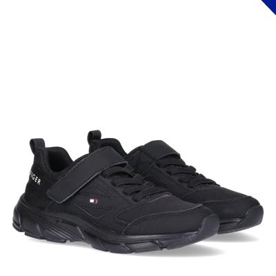 Sneaker TOMMY HILFIGER, Mädchen, Gr. 35, Textil, schwarz, Lederimitat, Textil, Schuhe Sneaker, Freizeitschuh, Halbschuh, Slipper mit elastischen Schnürsenkeln