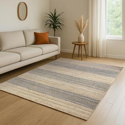 Teppich "Natural Bengal", beige (natur,taupe,grau), B:200cm H:10mm L:290cm, Jute, MYFLAIR MÖBEL & ACCESSOIRES, Teppiche, Teppich, Juteteppich, Wendeteppich, handgeflochten, gestreift, auch als Läufer