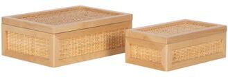 Kate and Laurel Ori Rattan Stacking Box Set - 2 Piece