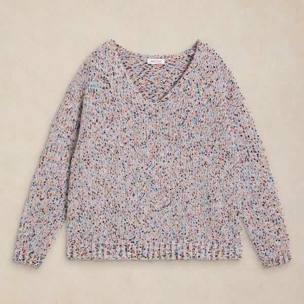 White Stuff Texture V Neck Jumper Light Natural
