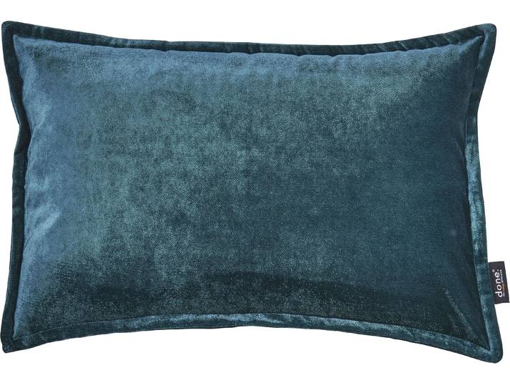 Dekokissen DONE. Glam , blau (petrol, unifarben), B:40cm L:60cm, Polyester, Dekokissen_Sitzkissen_Kissenhüllen, Dekokissen, unifarben, Reissverschluss, Kissenhülle ohne Füllung, 1 Stück