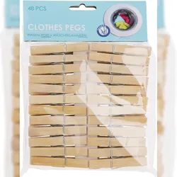 Wäscheklammer Holzklammer Clips Wäsche Holz Set mit 48 Stück Bambus
