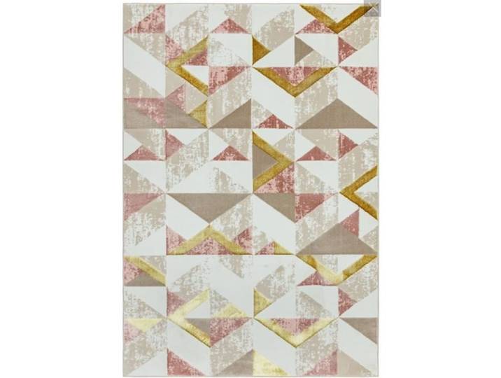 Tapis de salon - FLAG - 160x230 cm - Beige et Rose - Moderne