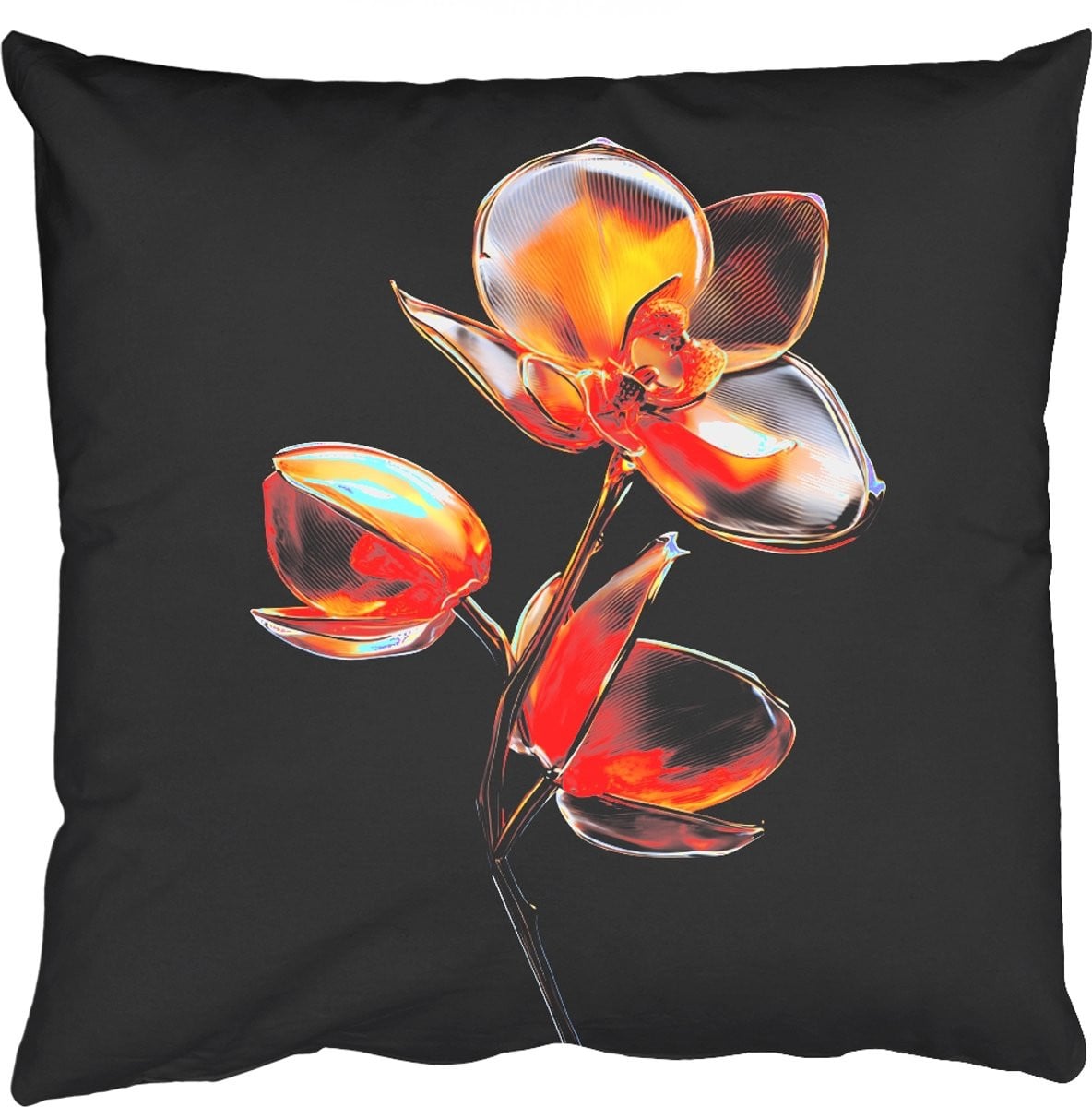 Sierkussen Bloem Orchidee Oranje 60 x 60 cm