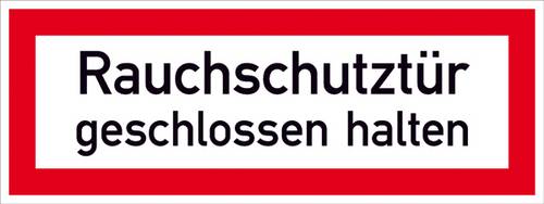 SafetyMarking 21.2862 Hinweisschild Rauchschutztür geschlossen halten Folie selbstklebend (B x H) 297mm x 105mm 1St.