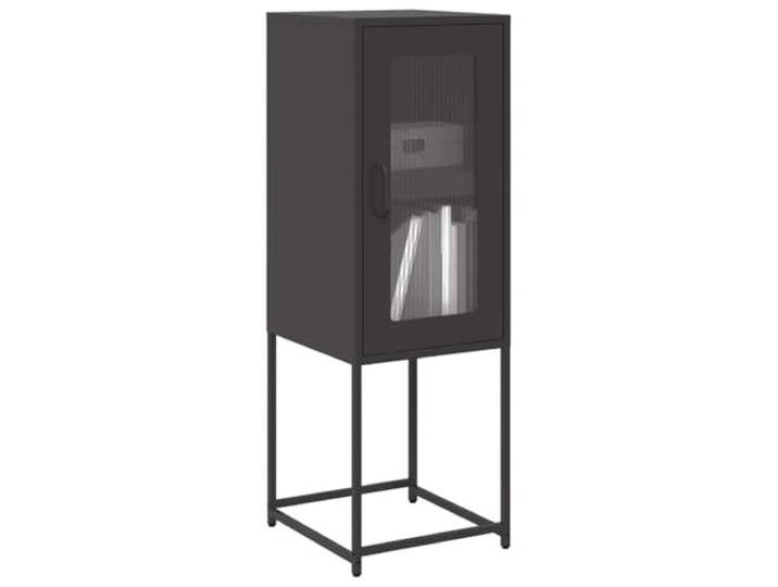 HEFZGDB Sideboard aus kaltgewalztem Stahl in Schwarz mit Metallfüßen als Stabiler Aufbewahrungsschrank für Flur mit ergonomischen Griffen