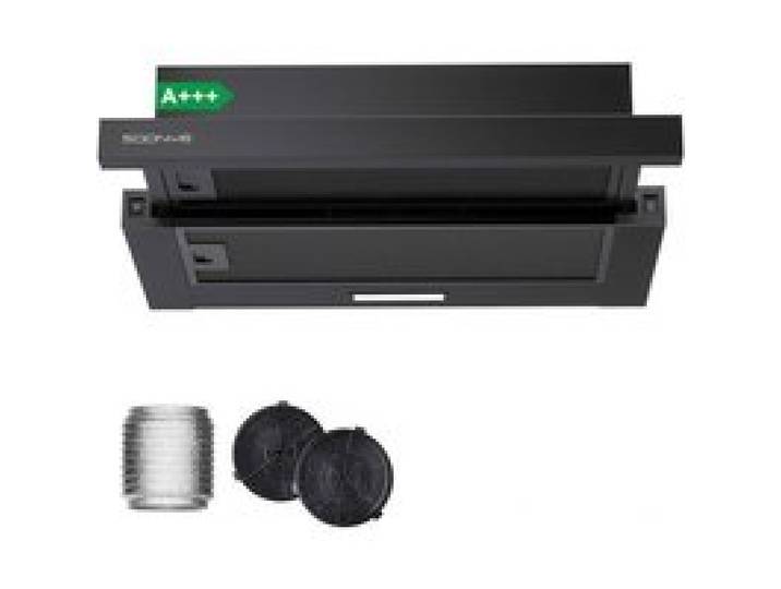 SOONYE Hotte Tiroir Télescopique 60 cm Inox - 380 m³/h - Classe A - Évacuation/Recyclage - 3 Vitesses - Filtres Charbon Inclus