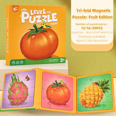 JoyToys Portable Magnetic Puzzle Book For Kids Foldable Travel Puzzle For Kids Educational Jigsaw Toy fruit