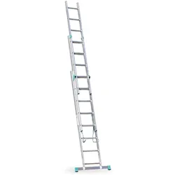 Alu Mehrzweckleiter,  ALVE EUROSTYL mit Anpassung für die Treppen, dreiteilig, 3x8 Sprosen, Länge 5,13 m
