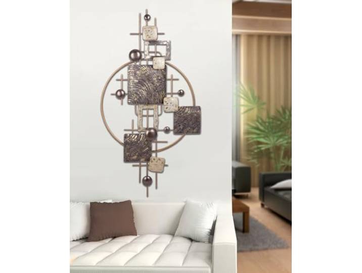 Casablanca Relief mural\, orbite\, en métal\, anthracite\, doré\, essuyé\, brillant\, 80 x 160 cm\, décoration murale\, accessoire d'intérieur