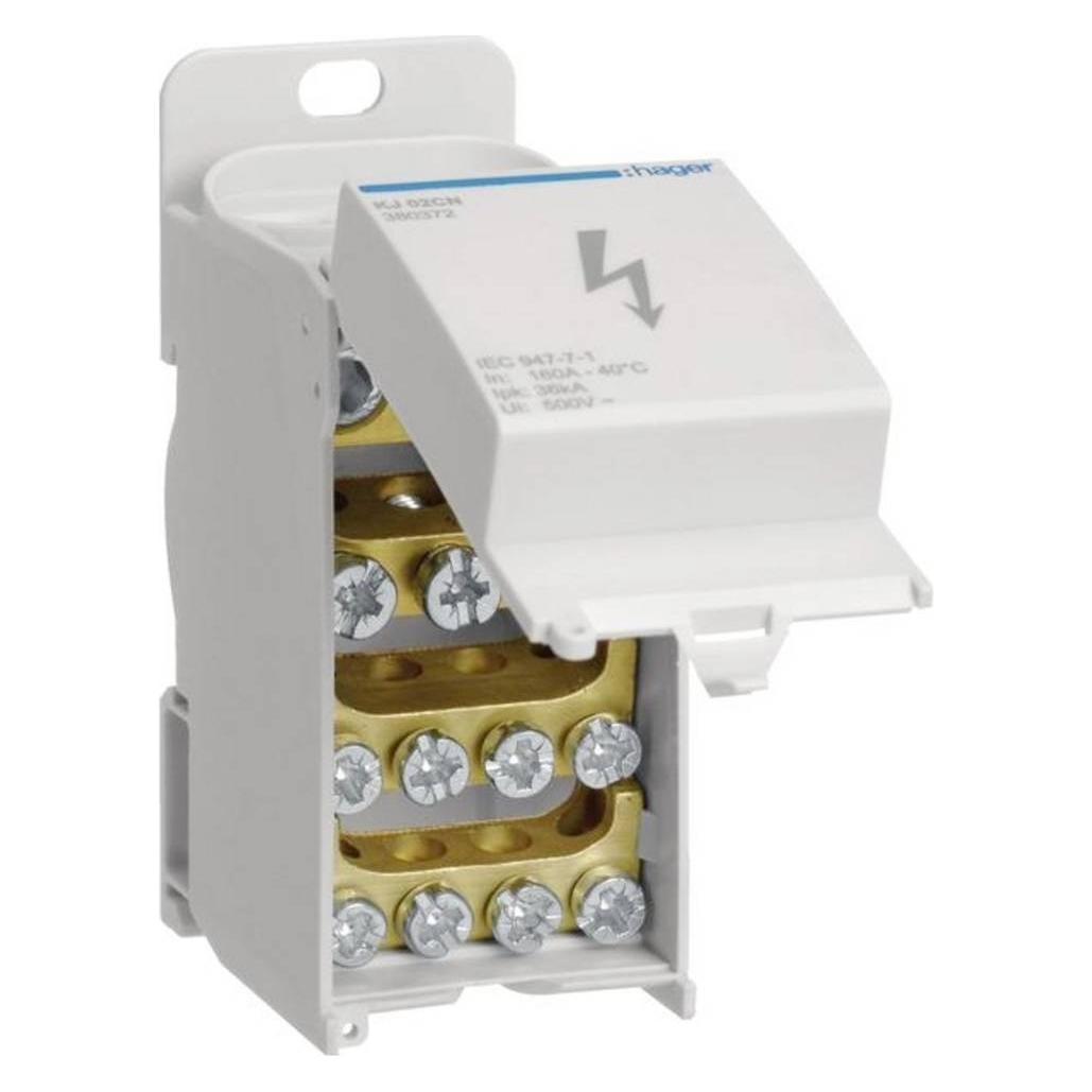 Hager HAG KJ02CN Verteilerblock 160A geschlossen,1polig (KJ02CN)
