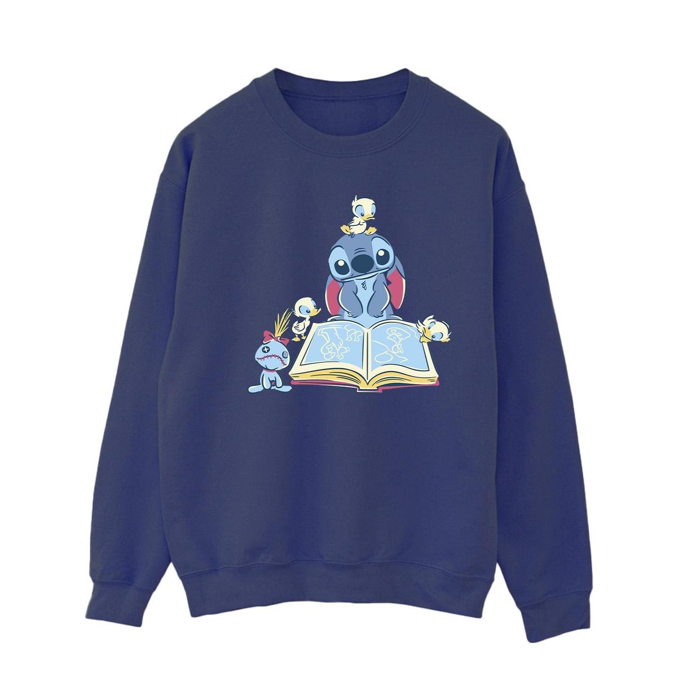 Disney Dames/Dames Lilo & Stitch Boek Lezen Sweatshirt (Marineblauw)