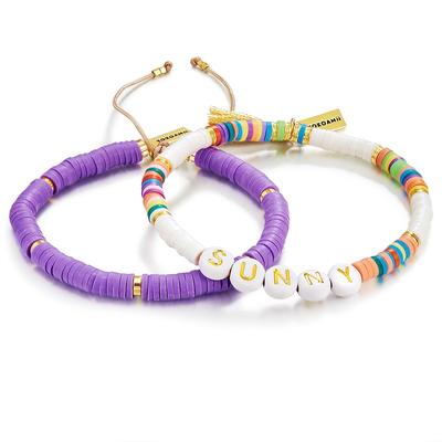 Perlenarmband YOKOAMII "Set: Y10", lila, Armbänder, Damen, Edelstahl, Perlenarmband, 2er Set Armbänder